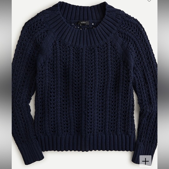 J. Crew Wide-Neck Beach Sweater with Pointelle Stitch Navy Size Small - Picture 1 of 7